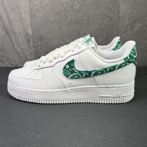 Nike Air Force 1 '07 ESS Green Paisley White Size 10 Womens Sneakers - Picture 6 of 11